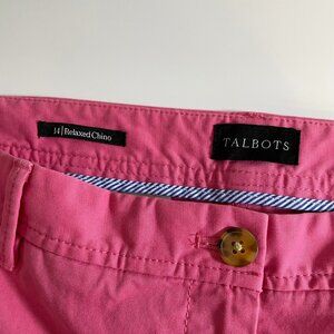 TALBOTS Size 14 Relaxed Chino Pants Pink Ankle Length Cotton Spandex